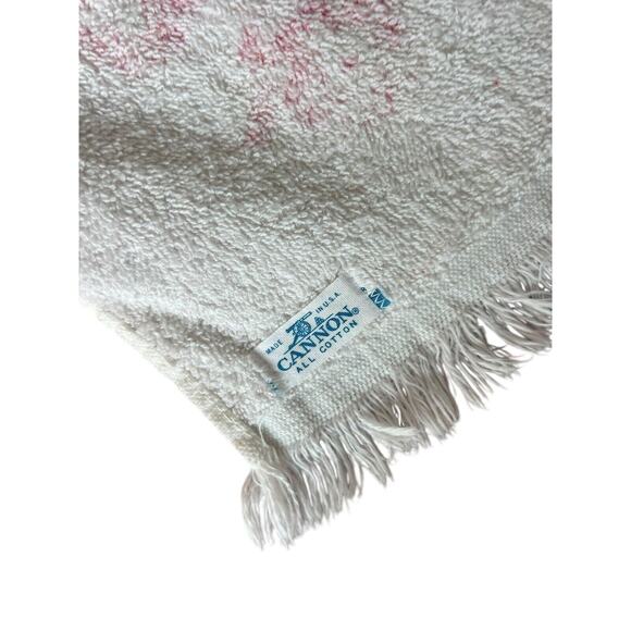 Vintage Cannon 2 wash cloths 1 hand towel Pink White Floral Pattern All Cotton - Picture 2 of 2